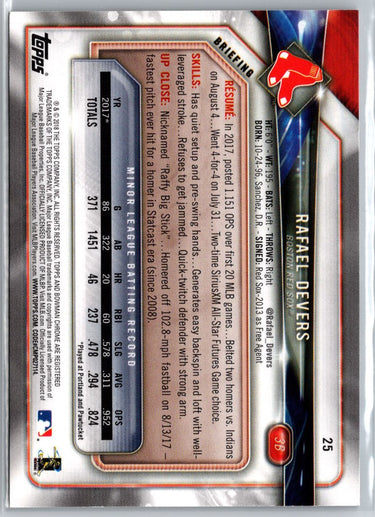 2018 Bowman #25 Rafael Devers A13