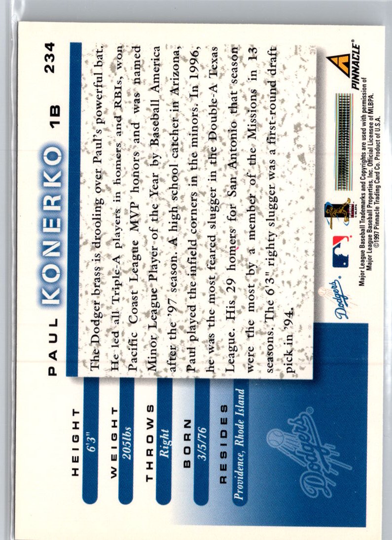 1998 Score #234 Paul Konerko A14