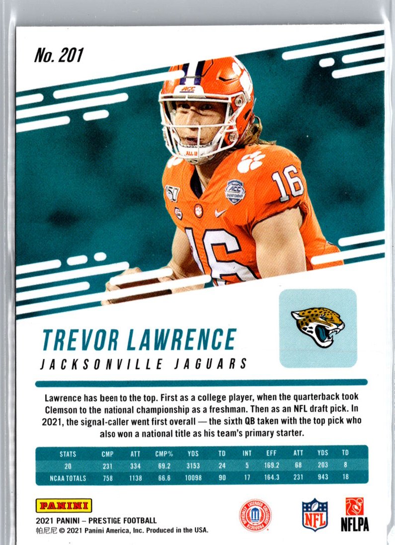 2021 Panini Prestige #201 Trevor Lawrence Xtra Points Sunburst A15