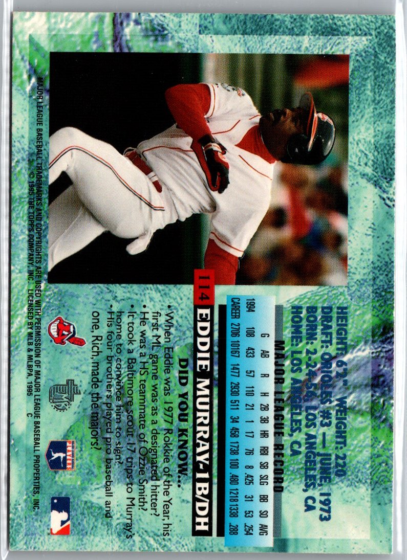 1995 Topps Embossed #114 Eddie Murray Golden Idols A15