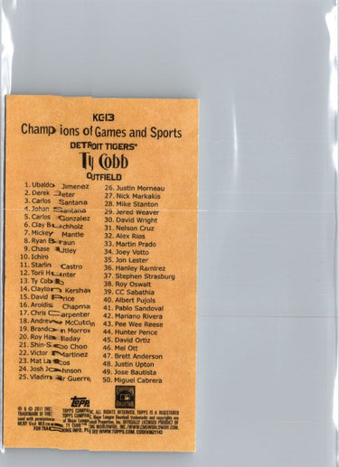 2011 Topps #KC-13 Ty Cobb Kimball Champions A16