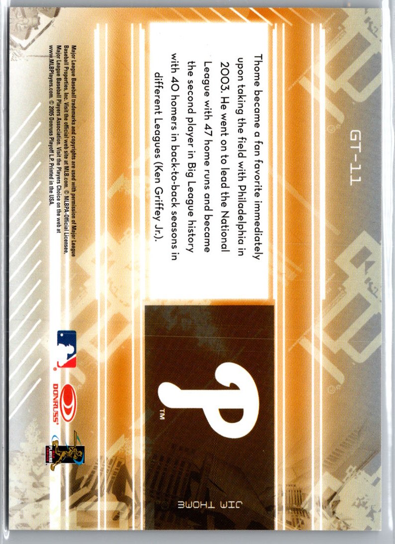 2005 Leaf Certified Materials #GT-11 Jim Thome Gold Team A16