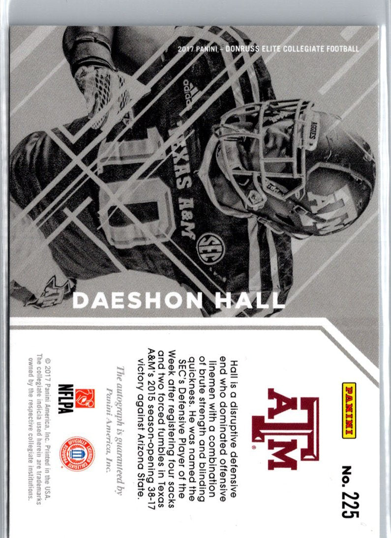 2017 Panini Elite Draft Picks #225 Daeshon Hall Draft Picks Autographs A17