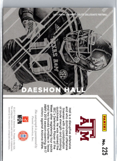2017 Panini Elite Draft Picks #225 Daeshon Hall Draft Picks Autographs A17