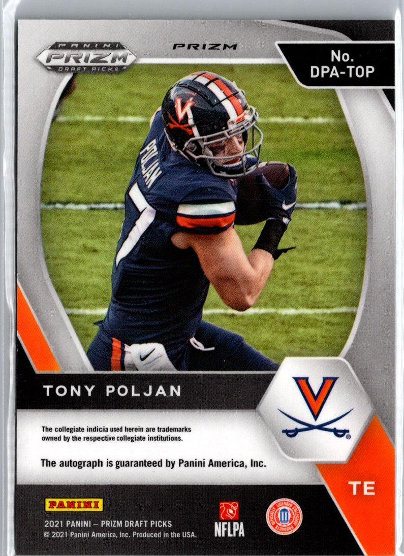 2021 Prizm Draft Picks #DPA-TOP Tony Poljan Draft Picks Autographs Green A17