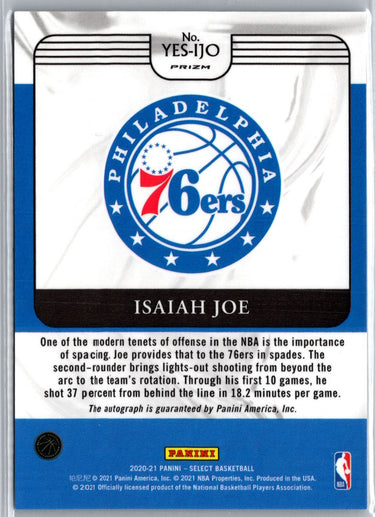 2020-21 Panini Select #YES-IJO Isaiah Joe Youth Explosion Signatures A17