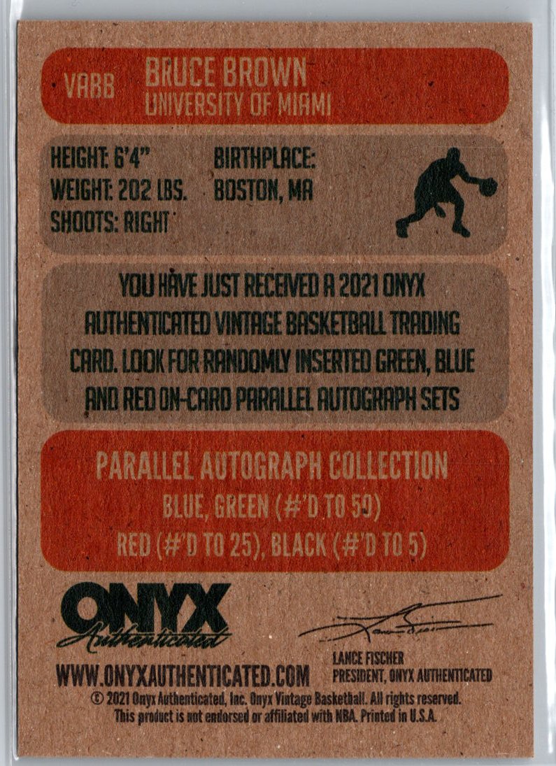 2021-22 Onyx Vintage #VABB Bruce Brown Blue Signatures A17
