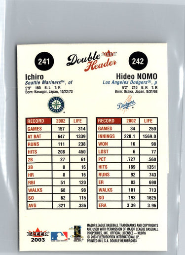 2003 Fleer Double Header #241 / 242 Ichiro / Hideo Nomo A17