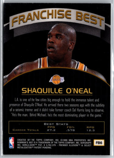 1998-99 Bowman's Best #FB6 Shaquille O'Neal Franchise Best A19