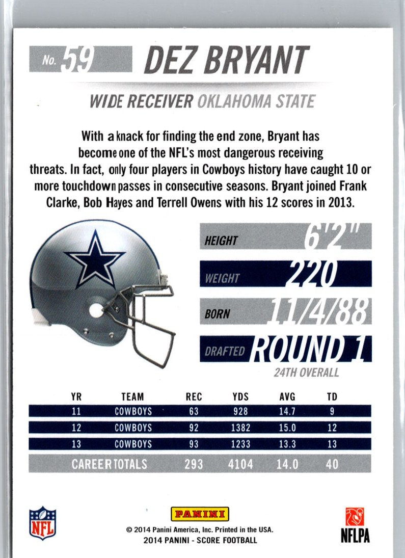 2014 Score #59 Dez Bryant Gold Zone #/50 A19