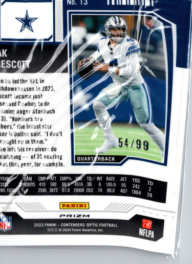 2023 Panini Contenders #28 Dak Prescott Conference Ticket #/99 A20