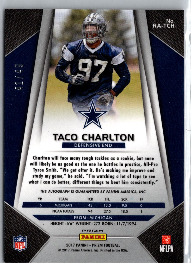 2017 Panini Prizm Taco Charlton Autographs Prizm Red Power #/49 A20