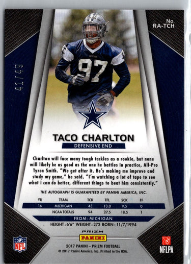 2017 Panini Prizm Taco Charlton Autographs Prizm Red Power #/49 A20