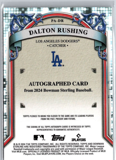 2024 Bowman Sterling #PA-DR Dalton Rushing Prospect Autographs A20