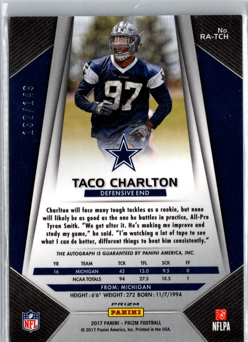 2017 Panini Prizm #RA-TCH Taco Charlton Rookie Autographs Prizm A20