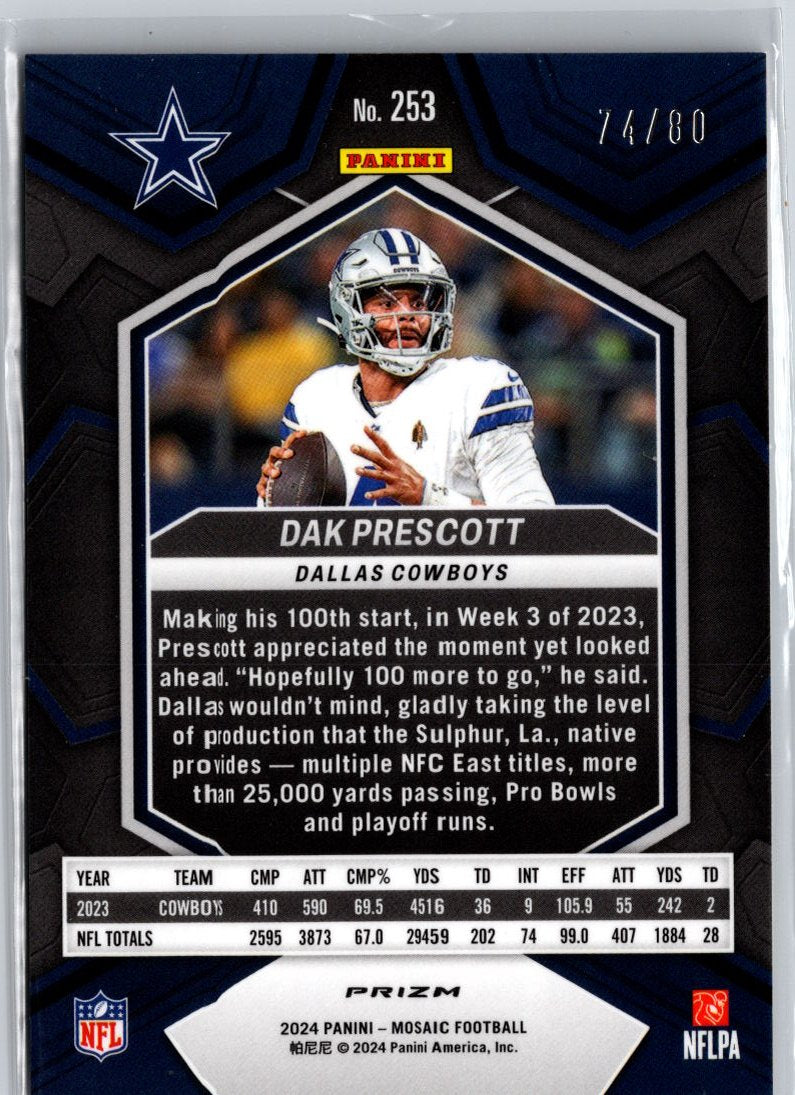 2024 Mosaic Dak Prescott Mosaic Choice Fusion Red and Yellow #/80 A21