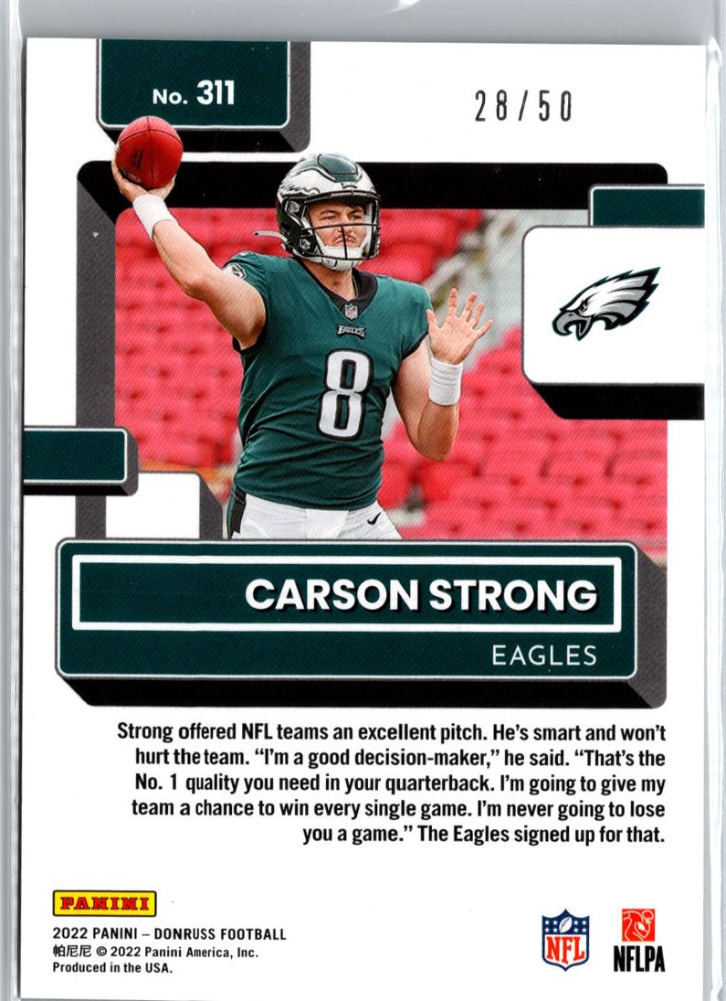 2022 Donruss #311 Carson Strong Gold Press Proof #/50 A21