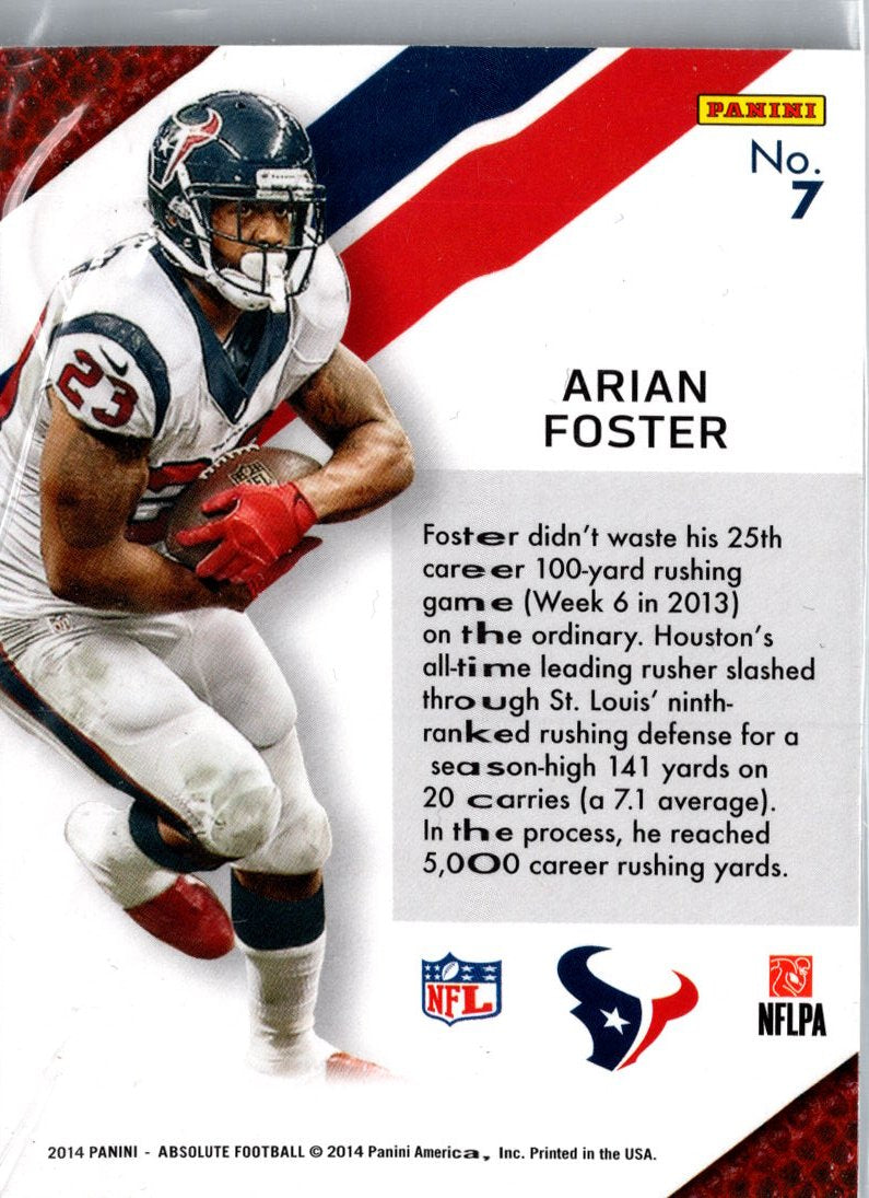 2014 Panini Absolute #7 Arian Foster Hogg Heaven Hogg Wild #/10 A21