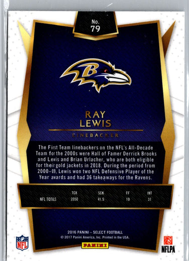 2016 Panini Select #79 Ray Lewis Prizm A21