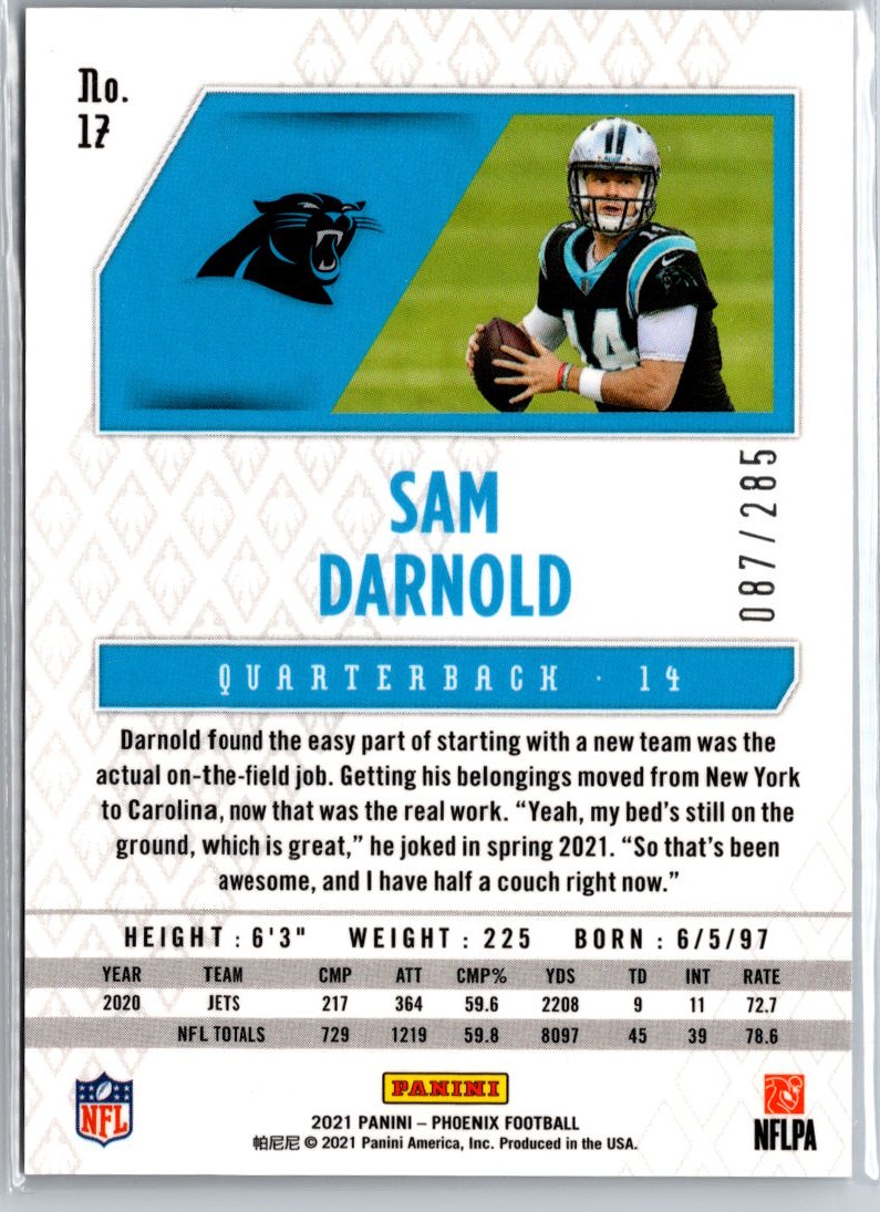 2021 Panini Phoenix #17 Sam Darnold Red Lazer #/285 A21