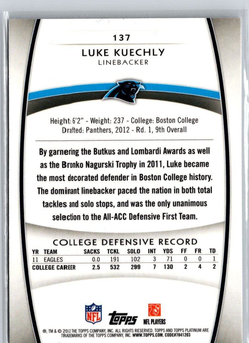 2012 Topps Platinum #137 Luke Kuechly Orange Refractors A21