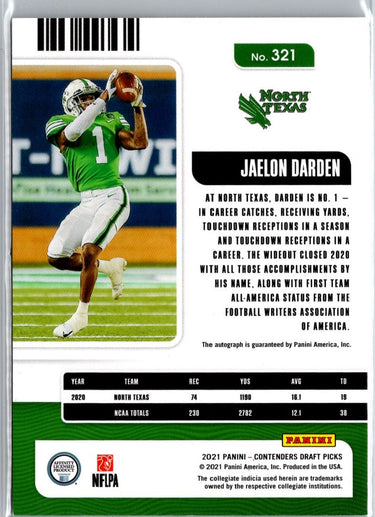 2021 Panini Contenders Draft Picks #321 Jaelon Darden A22