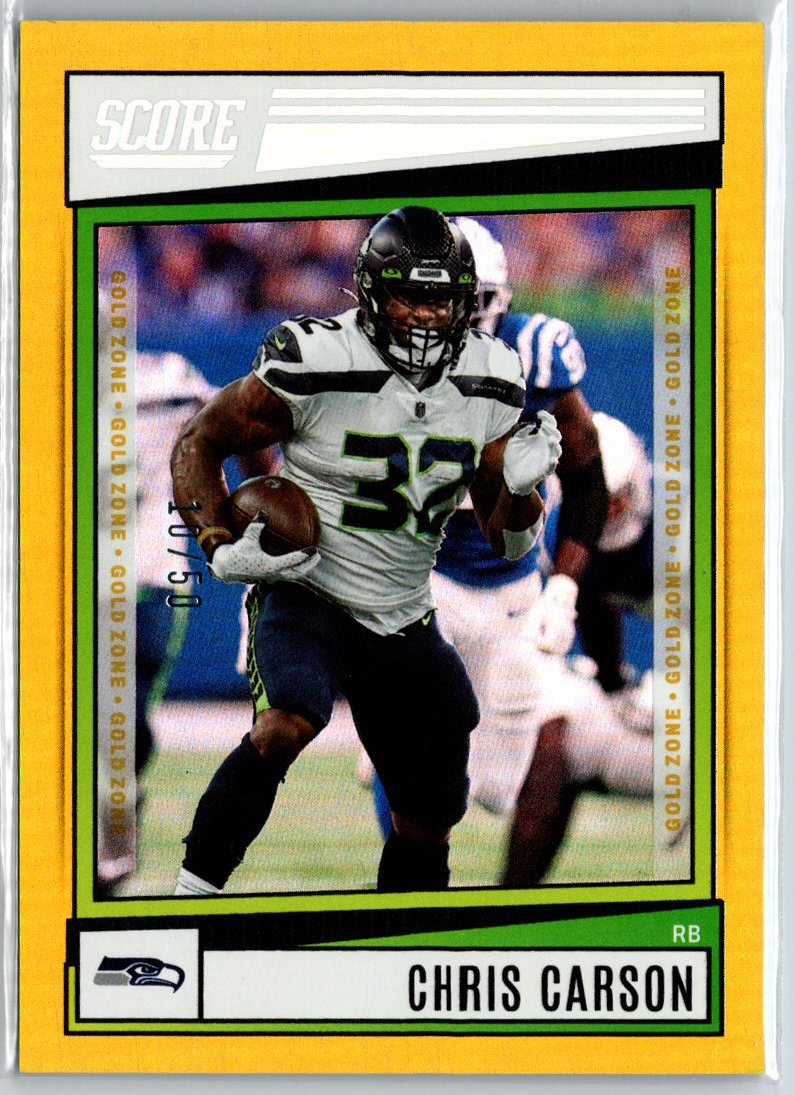 2022 Score #175 Chris Carson Gold Zone #/50 A22