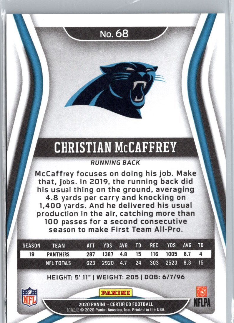 2020 Panini Certified #68 Christian McCaffrey Mirror #/450 A22