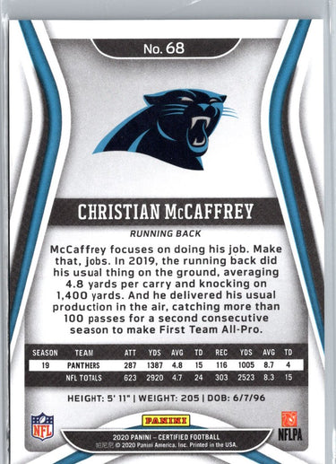 2020 Panini Certified #68 Christian McCaffrey Mirror #/450 A22
