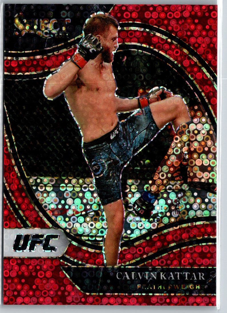 2021 Panini Select UFC #290 Calvin Kattar Red Disco Prizms #/199 A23