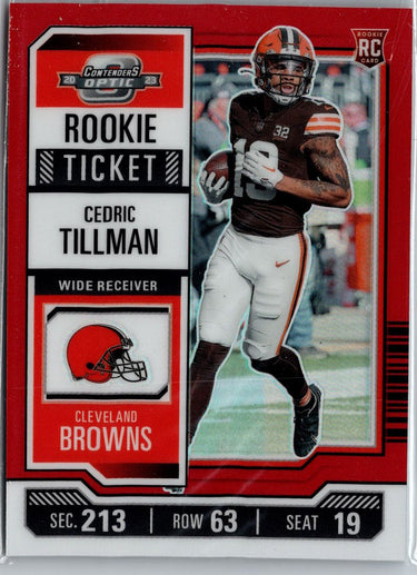 2023 Panini Contenders Optic #62 Cedric Tillman Red #/175 A23