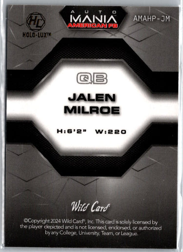 2024 Wild Card Hex Cross Hatch Auto #AMAHP-JM Jalen Milroe #/2 A23