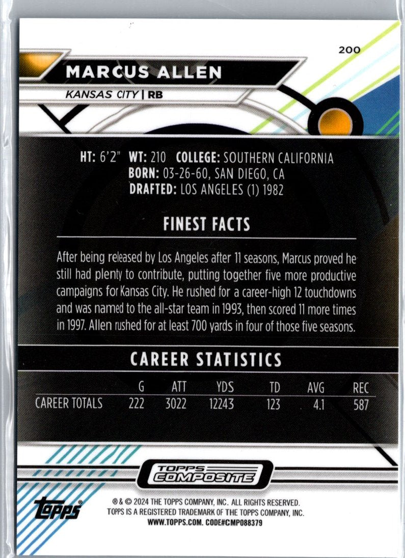 2023 Topps Composite Marcus Allen Finest Blue Checkerboard Refractor #/99 A23