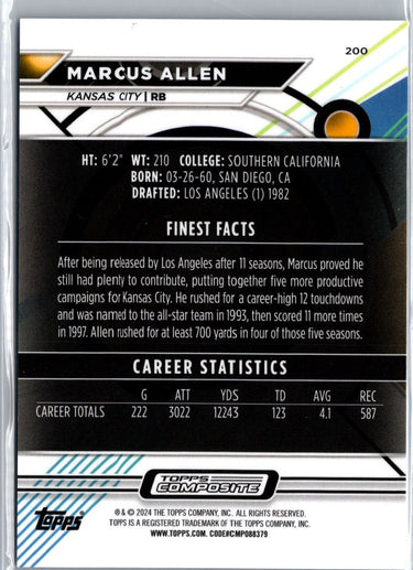 2023 Topps Composite Marcus Allen Finest Blue Checkerboard Refractor #/99 A23