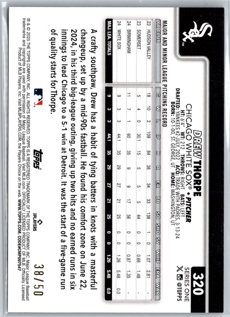 2025 Topps #320 Drew Thorpe Gold Holo Foil #/50 A23