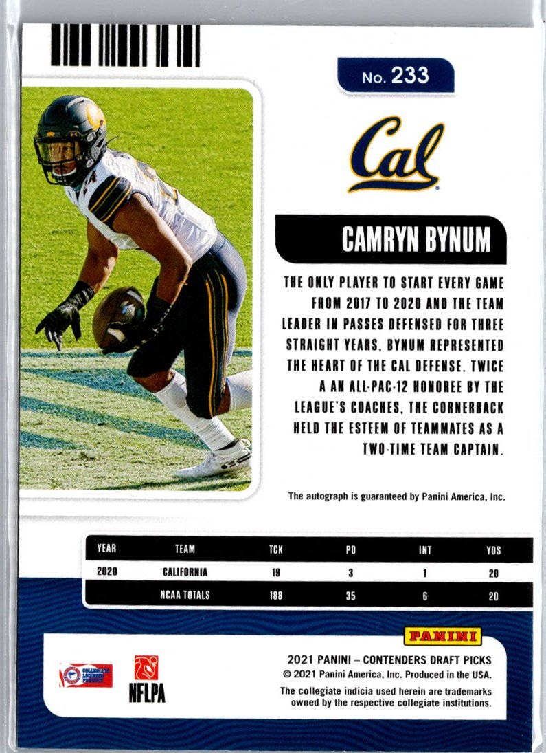 2021 Panini Contenders Draft Picks #233 Camryn Bynum Red A23