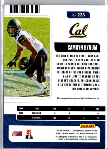 2021 Panini Contenders Draft Picks #233 Camryn Bynum Red A23