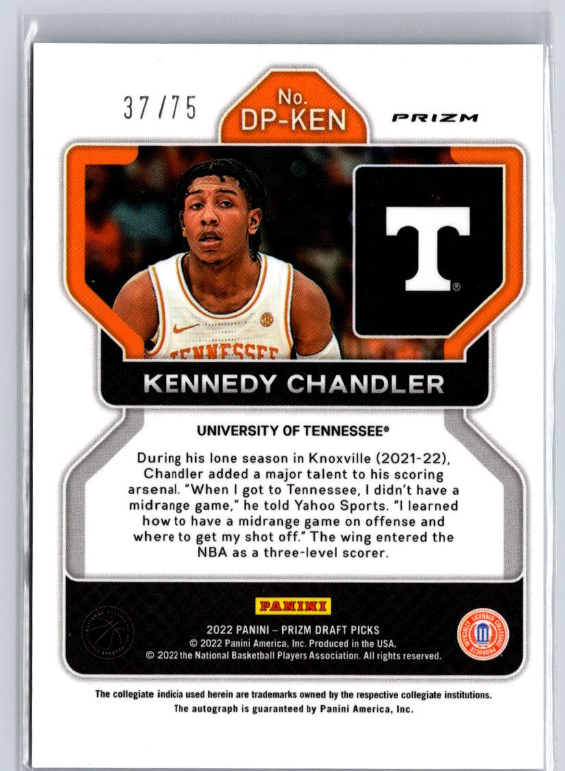 2022 Panini Prizm Draft Picks #DP-KEN Kennedy Chandler Draft Picks Blue Ice A24