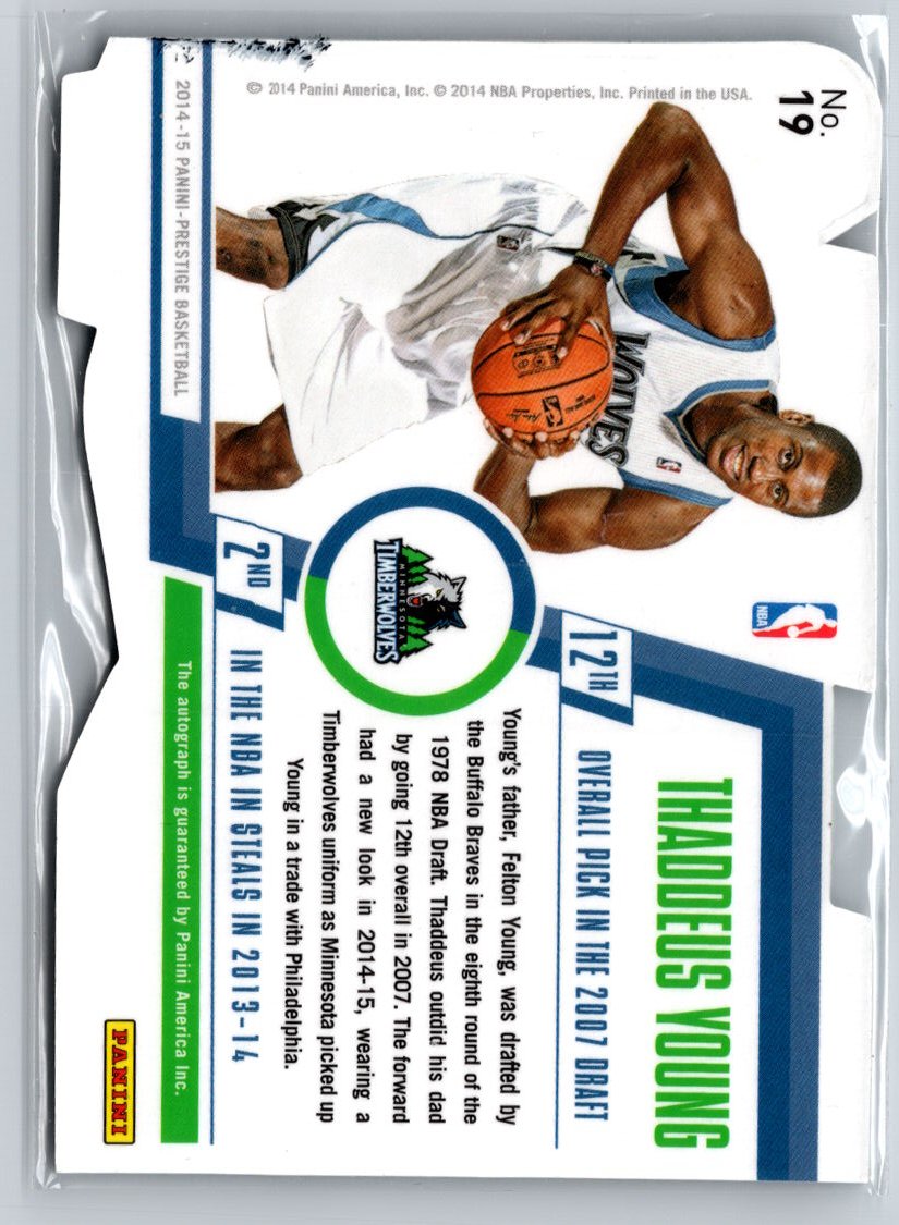 2014-15 Panini Prestige #19 Thaddeus Young Bonus Shots Autographs #/49 A24