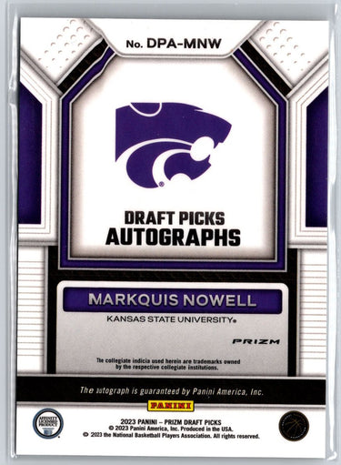 2023 Prizm Draft Picks Markquis Nowell Autographs Silver A24