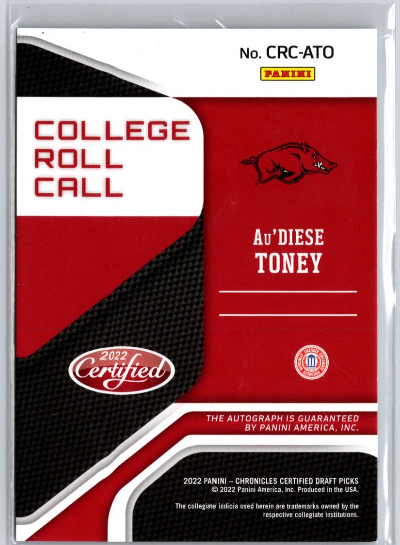 2022 Chronicles Draft Picks  Au'Diese Toney Roll Call Autographs /49 A24