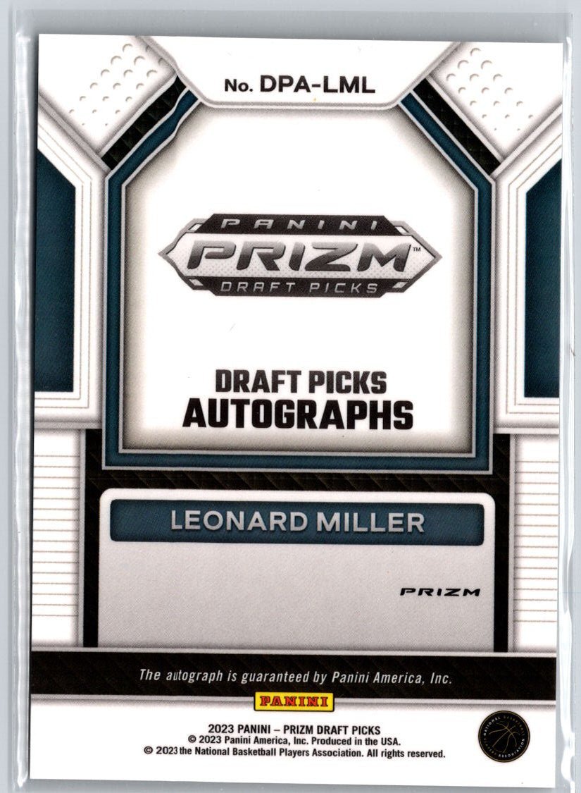 2023 Panini Prizm Draft Picks  Leonard Miller Draft Picks Auto Silver A24