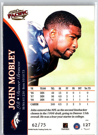 1999 Pacific #127 John Mobley Platinum Blue #/75 A24
