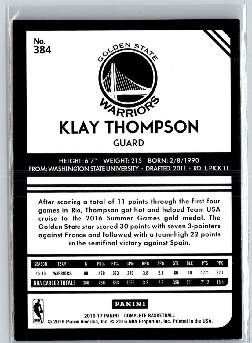 2016-17 Panini Complete #384 Klay Thompson Silver A25