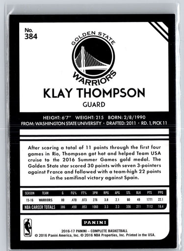 2016-17 Panini Complete #384 Klay Thompson Silver A25