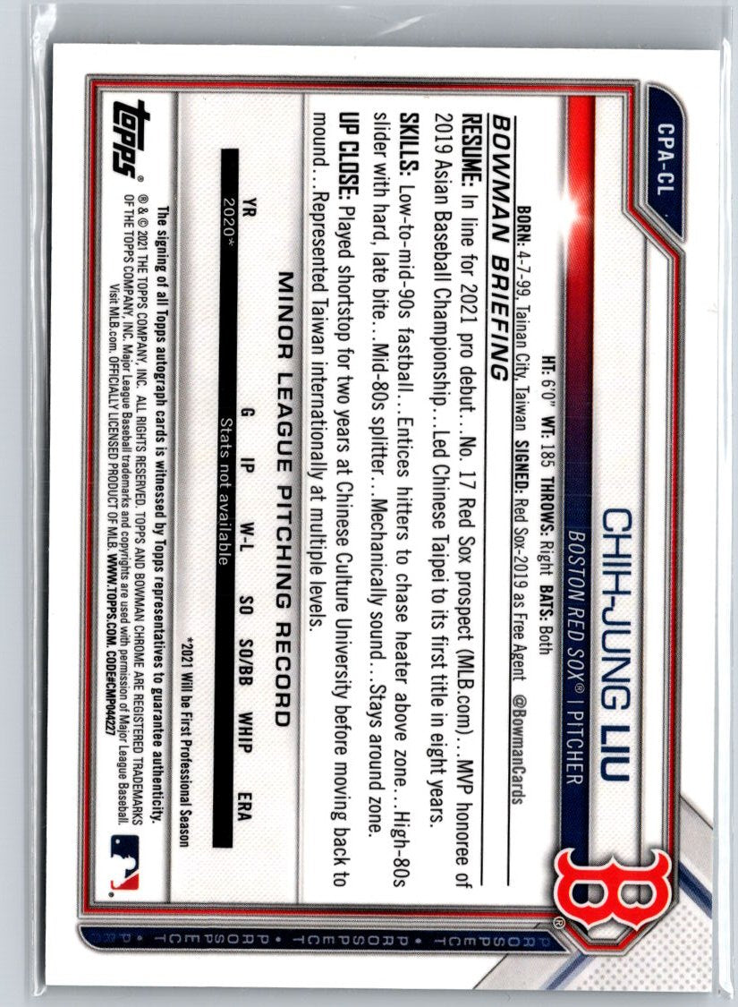 2021 Bowman Chrome #CPA-CL Chih-Jung Liu A26