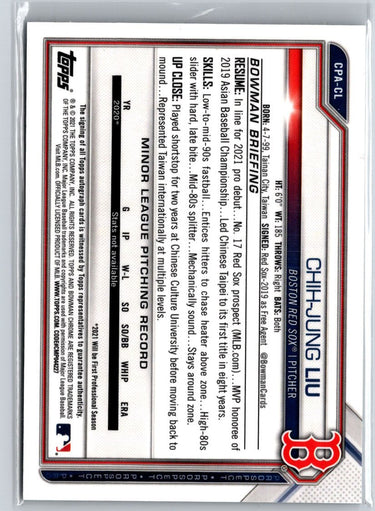 2021 Bowman Chrome #CPA-CL Chih-Jung Liu A26