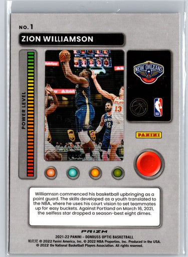 2021-22 Donruss Optic #1 Zion Williamson T-Minus 3...2...1 Holo A26