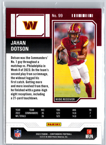 2023 Panini Contenders #99 Jahan Dotson Divisional Ticket #/149 A26