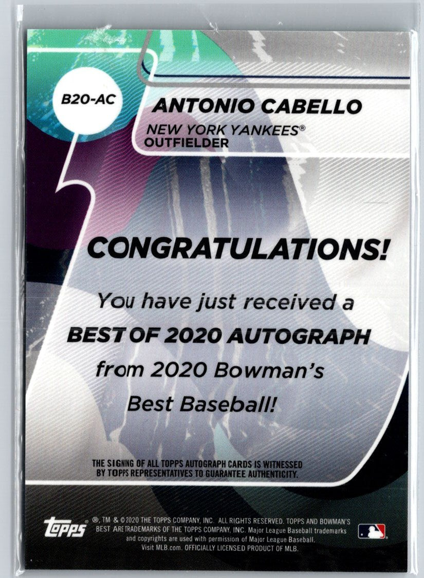 2020 Bowman's Best #B20-AC Antonio Cabello Best of 2020 Autographs A26